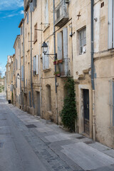 Fototapeta na wymiar Medieval street in the city center of Montpellier.