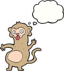funny cartoon monkey with thought bubble