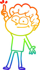 rainbow gradient line drawing cartoon happy man