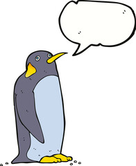 Obraz premium cartoon penguin with speech bubble