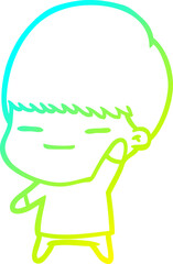 cold gradient line drawing cartoon smug boy
