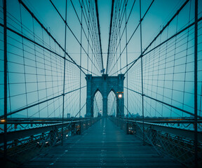 New York city Brooklyn Bridge at night