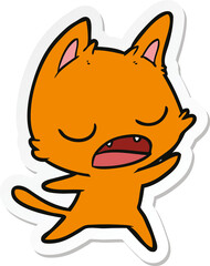 sticker of a talking cat cartoon