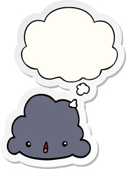 cartoon cloud and thought bubble as a printed sticker