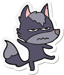 sticker of a cartoon annoyed wolf