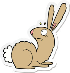 sticker of a cartoon startled bunny rabbit