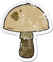 distressed sticker of a cartoon mushroom