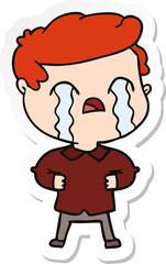 sticker of a cartoon man crying