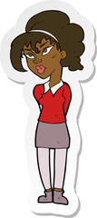 sticker of a cartoon pretty girl tilting head