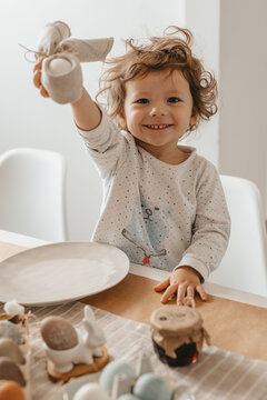 Toddler celebrating easter