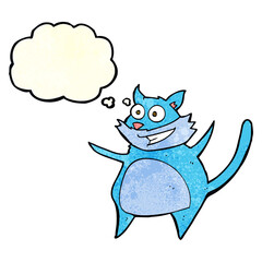 funny cartoon cat with thought bubble