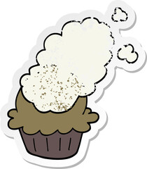 distressed sticker of a cute cartoon pie