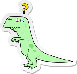 sticker of a cartoon confused dinosaur