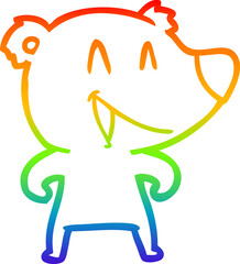 rainbow gradient line drawing laughing bear cartoon