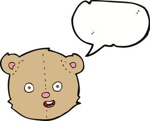 cartoon teddy bear head with speech bubble