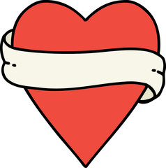traditional tattoo of a heart and banner