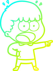 cold gradient line drawing cartoon shocked man pointing