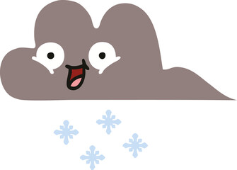 flat color retro cartoon storm snow cloud