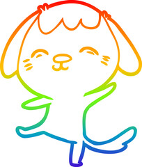 rainbow gradient line drawing happy cartoon dancing dog