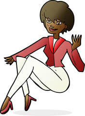 cartoon businesswoman sitting