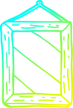 cold gradient line drawing cartoon mirror