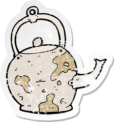 retro distressed sticker of a cartoon old tea pot