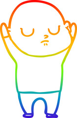 rainbow gradient line drawing cartoon bald man