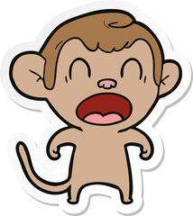 sticker of a shouting cartoon monkey