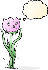 cartoon flower with thought bubble