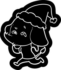 cartoon icon of a elephant remembering wearing santa hat