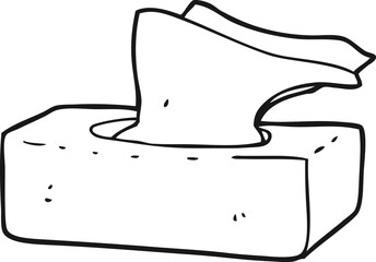 black and white cartoon box of tissues