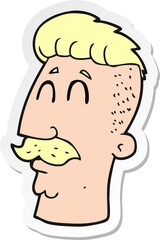 sticker of a cartoon man with hipster hair cut