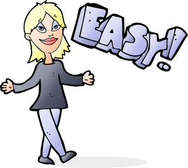 cartoon woman saying easy