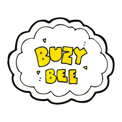 textured cartoon buzy bee text symbol