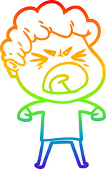 rainbow gradient line drawing cartoon furious man