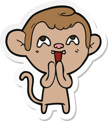 sticker of a crazy cartoon monkey