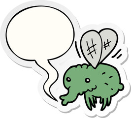 cartoon fly and speech bubble sticker
