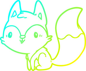 Fototapeta premium cold gradient line drawing cute fox