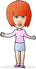 cartoon woman shrugging shoulders