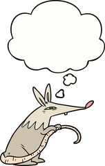 cartoon rat and thought bubble