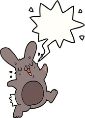 cartoon rabbit and speech bubble