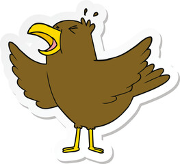 sticker of a cartoon bird squawking