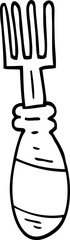 black and white cartoon fork