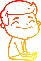 warm gradient line drawing happy cartoon man