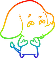 rainbow gradient line drawing cartoon elephant remembering
