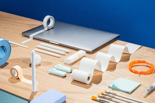 Abstractly organised office supplies