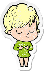 Obraz premium distressed sticker of a cartoon woman