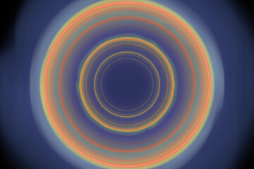 Orange purple round pattern of crooked waves on a black background. Abstract fractal 3D rendering