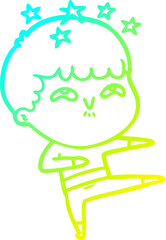 cold gradient line drawing cartoon amazed boy