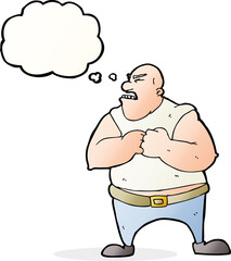 cartoon violent man with thought bubble